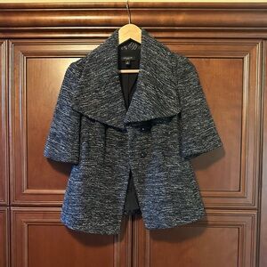 Vintage Ann Taylor Black and Gray Wool 1/2 Sleeve Jacket